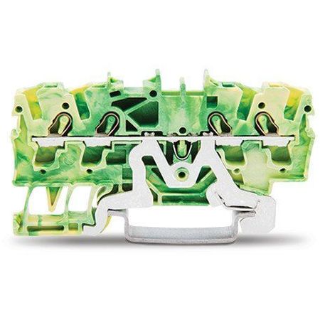 WAGO 4-COND GROUND TERMINAL BLOCKS, 22-12 AWG GREEN/YELLOW 2002-1407